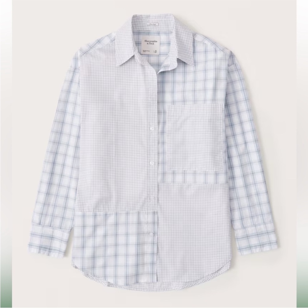 A&F oversized poplin spliced shirt NWT